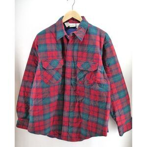 LL Bean Shirt Men Large (fits XL) Button Plaid‎ Timberline Flannel Lined Heavy